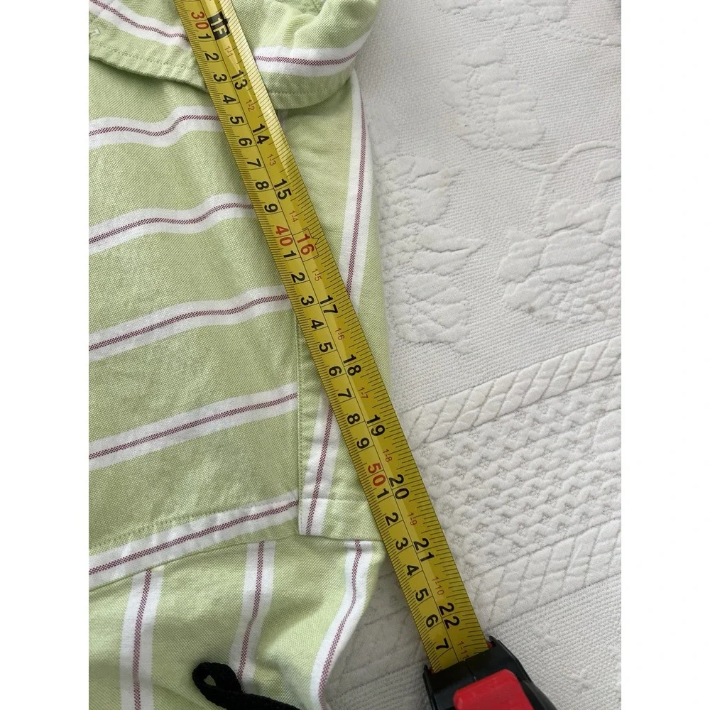 Ralph Lauren Shirt Mens L Green Stripe Oxford Classic Fit Button Down Flesh Pony